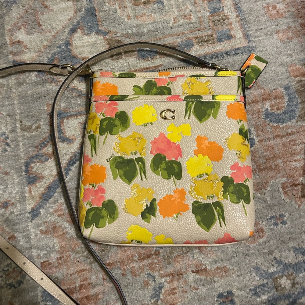 Coach Floral Crossbody Bag - Orange, Yellow, Green